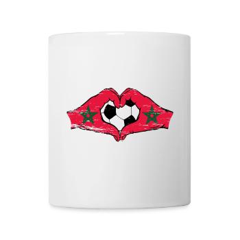 Maroc drapeau football mains forme de coeur utilisé - Mug blanc - blanc - Devant