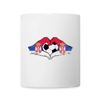Serbie drapeau football mains forme de coeur utilisé - Mug blanc - blanc - Devant