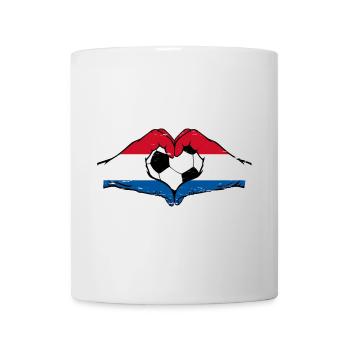 Drapeau de football hollandais mains forme de coeur utilisé - Mug blanc - blanc - Devant