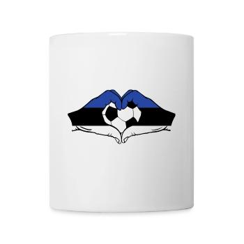 Estland Flagge Fußball Hände Herzform - Tasse - Weiß - Vorne