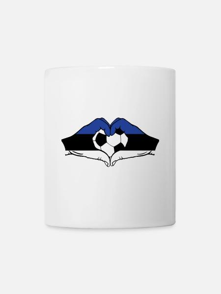 Estland Flagge Fußball Hände Herzform - Tasse - Weiß