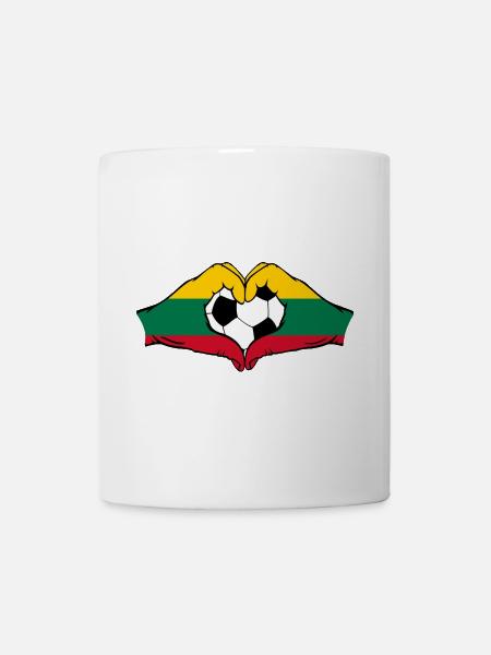 Litauen Flagge Fußball Hände Herzform - Tasse - Weiß