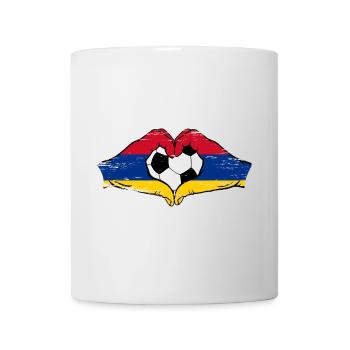 Drapeau arménien, football, mains, forme coeur, utilisé - Mug blanc - blanc - Devant