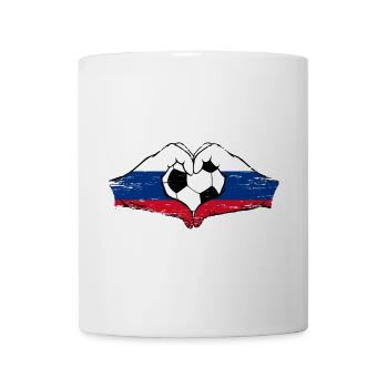 Russia flag football hands heart shape used - Mug - white - Front