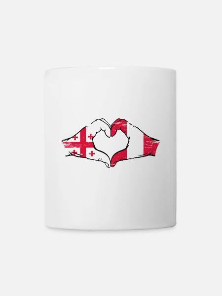 Géorgie Pérou drapeau mains forme de coeur utilisé - Mug blanc - blanc