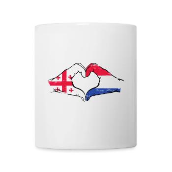 Drapeau Géorgie Hollande mains forme de coeur utilisé - Mug blanc - blanc - Devant