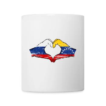 Russia Venezuela Flag Hands Heart Shape used - Mug - white - Front