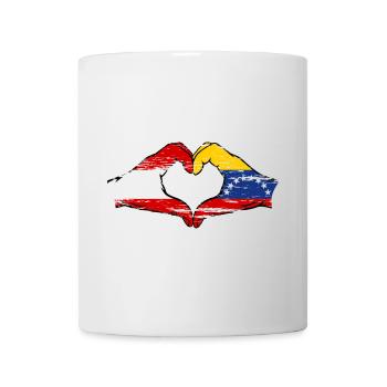 Austria Venezuela Flag Hands Heart Shape used - Mug - white - Front