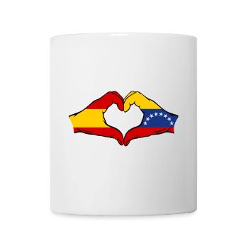 Spain Venezuela Flag Hands Heart Shape - Mug - white - Front