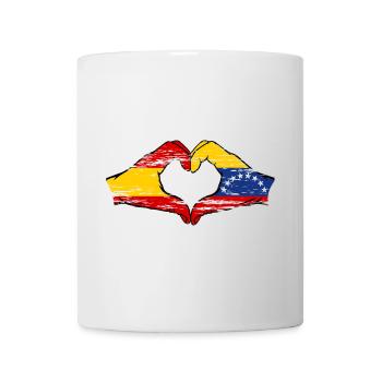 Spain Venezuela Flag Hands Heart Shape used - Mug - white - Front