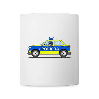Voiture de police Policja Pologne Bleu et Jaune - Mug blanc - blanc - Devant