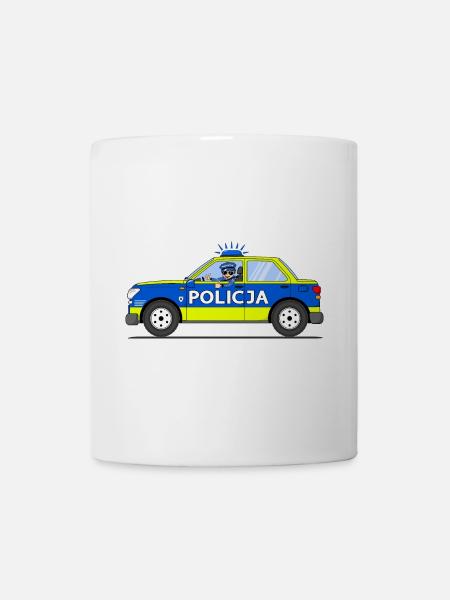 Polizeiauto Policja Polen Blau und Gelb - Tasse - Weiß
