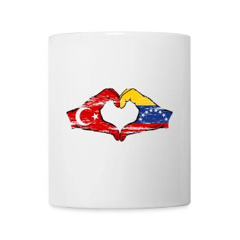Türkiye Venezuela Flag Hands Heart Shape used - Mug - white - Front