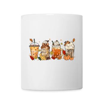 Halloween Kaffee Tee Retro Kürbis Kakao Herbst - Tasse - Weiß - Vorne