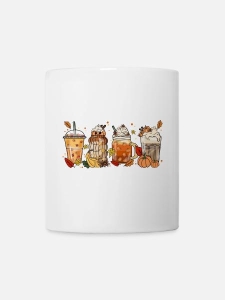 Halloween Kaffee Tee Retro Kürbis Kakao Herbst - Tasse - Weiß
