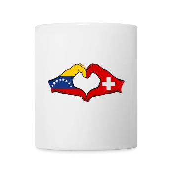Venezuela Switzerland Flag Hands Heart Shape - Mug - white - Front
