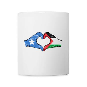 Somalia Palestine Flag Hands Heart Shape Used - Mug - white - Front