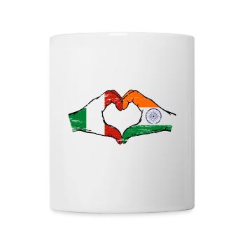 Italy India Flag Hands Heart Shape Used - Mug - white - Front