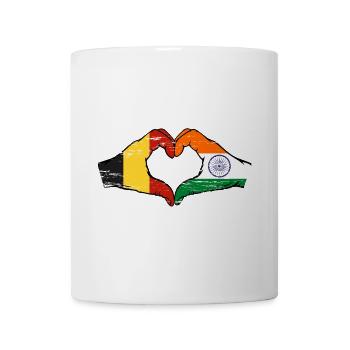 Belgium India flag hands heart shape used - Mug - white - Front