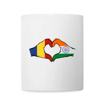 Rumänien Indien Flagge Hände Herzform - Tasse - Weiß - Vorne