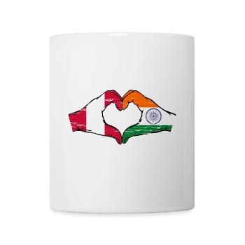 Peru India flag hands heart shape used - Mug - white - Front