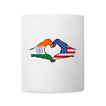 Inde États-Unis drapeau mains forme coeur - Mug blanc - blanc - Devant