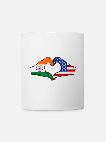 Indien USA Flagge Hände Herzform - Tasse - Weiß