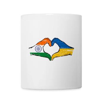 Indien Ukraine Flagge Hände Herzform used - Tasse - Weiß - Vorne