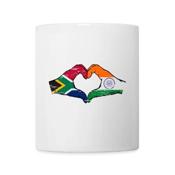 Afrique du Sud Inde Drapeau Mains Coeur Forme Utilisé - Mug blanc - blanc - Devant