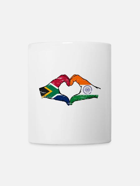 Südafrika Indien Flagge Hände Herzform used - Tasse - Weiß