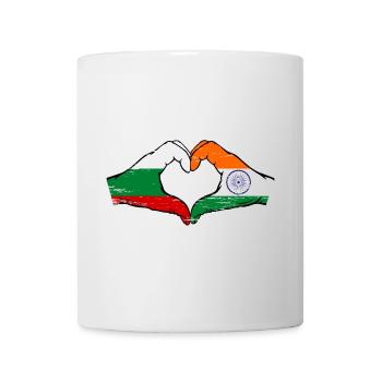 Bulgarie Inde Drapeau Mains Coeur Forme Utilisé - Mug blanc - blanc - Devant