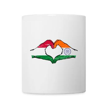 Hungary India Flag Hands Heart Shape Used - Mug - white - Front