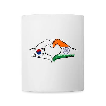 South Korea India flag hands heart shape used - Mug - white - Front