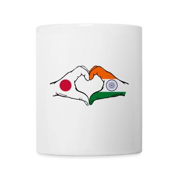 Japan India Flag Hands Heart Shape - Mug - white - Front