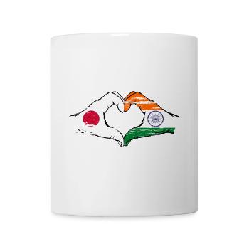 Japan India Flag Hands Heart Shape Used - Mug - white - Front