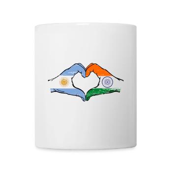 Argentina India flag hands heart shape used - Mug - white - Front