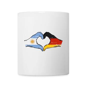 Argentina Germany Flag Hands Heart Shape Used - Mug - white - Front