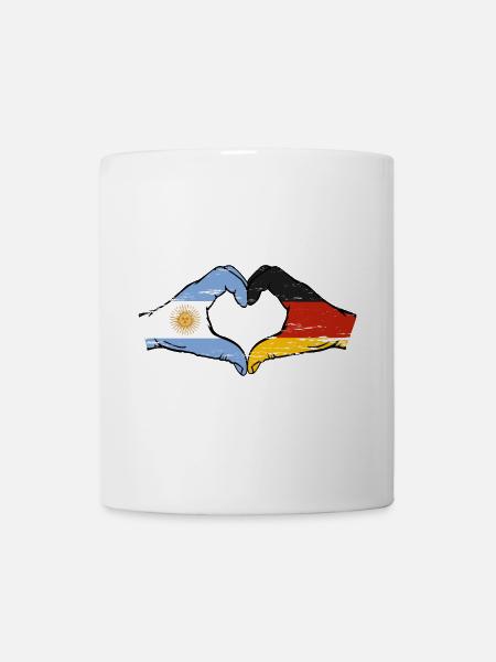 Argentinien Deutschland Flagge Hände Herzform used - Tasse - Weiß