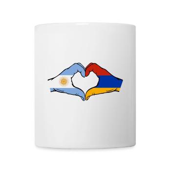 Argentine Arménie Drapeau Mains Coeur Forme - Mug blanc - blanc - Devant