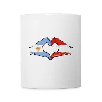 Argentina Austria Flag Hands Heart Shape Used - Mug - white - Front