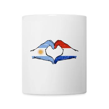 Argentine Hollande Drapeau Mains Coeur Forme Utilisé - Mug blanc - blanc - Devant