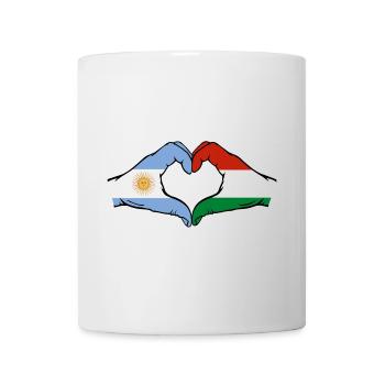 Argentina Hungary Flag Hands Heart Shape - Mug - white - Front