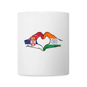 Serbie Inde drapeau mains forme de coeur utilisé - Mug blanc - blanc - Devant