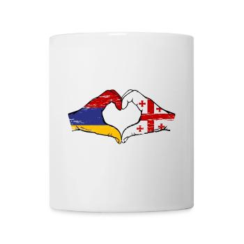 Armenia Georgia flag hands heart shape used - Mug - white - Front