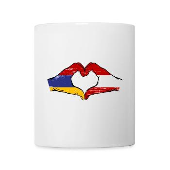 Armenia Austria Flag Hands Heart Shape Used - Mug - white - Front