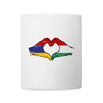 Armenia Hungary Flag Hands Heart Shape Used - Mug - white - Front