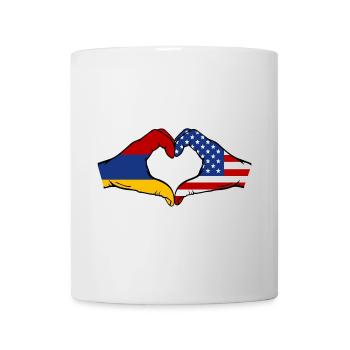 Armenia USA Flag Hands Heart Shape - Mug - white - Front