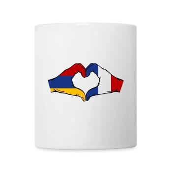 Armenia France Flag Hands Heart Shape - Mug - white - Front