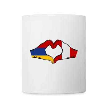 Arménie Pérou Drapeau Mains Coeur Forme - Mug blanc - blanc - Devant