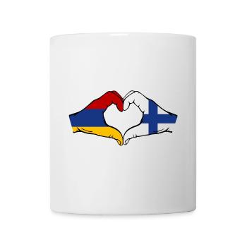 Arménie Finlande Drapeau Mains Coeur Forme - Mug blanc - blanc - Devant